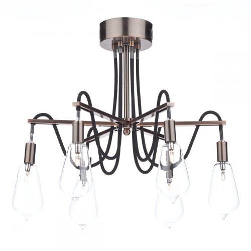 Dar Scroll 6 Light Semi Flush Copper