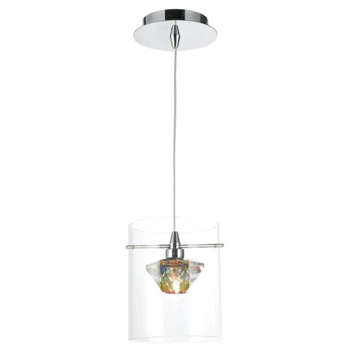 Dar Decade 1 Light Pendant Polished Chrome/Clear