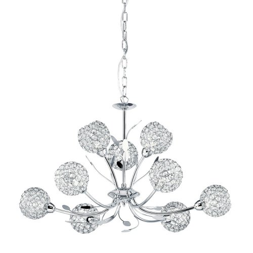 Searchlight Bellis Ii 9 Light Ceiling Chrome & Clear Glass Deco Shade