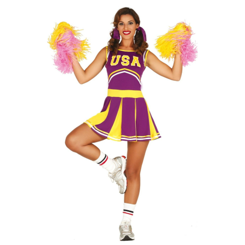 Womens Cheerleader Fancy Dress Outfit Uniform Halloween Costume USA High School