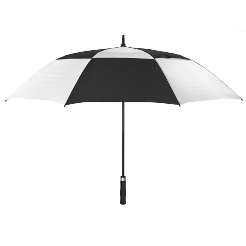 Windproof automatic opening vented golf umbrella fibreglass frame Black/White