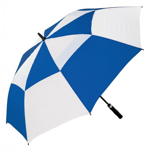 Windproof automatic opening vented golf umbrella fibreglass frame Royal White