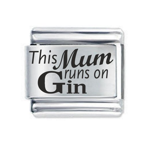 Daisy Charm - Etched This Mum Runs on Gin * 9mm Classic Italian charm