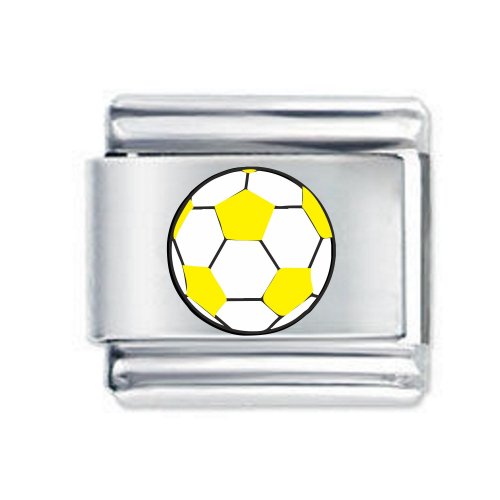Colorev White & Yellow Football Italian Charm - Compatable with all 9mm Italian Style Charm Bracelets