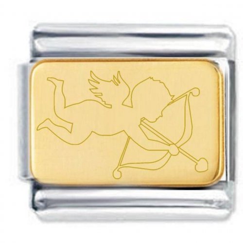 Gold Valentine Cupid Traditionally Engraved Stainless Steel