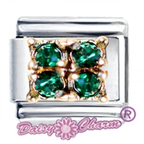 May Birthstone 4 Gem Square Italian Charm