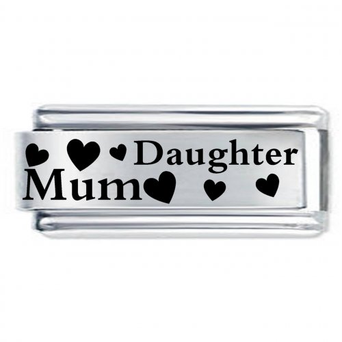 Superlink Mum & Daughter Hearts ETCHED Italian Charm