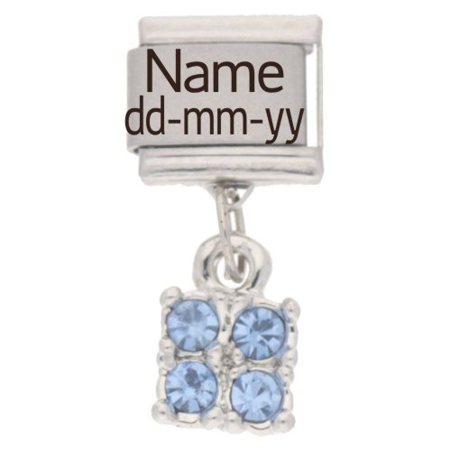 Personalised DECEMBER Birthstone Dangle Name & Date Charm