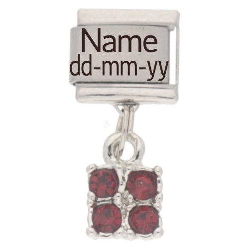 Personalised JANUARY Birthstone Dangle Name & Date Charm