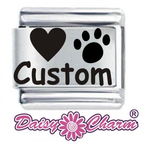 Personalised Heart and Paw Print Italian Charm by Daisy Charm