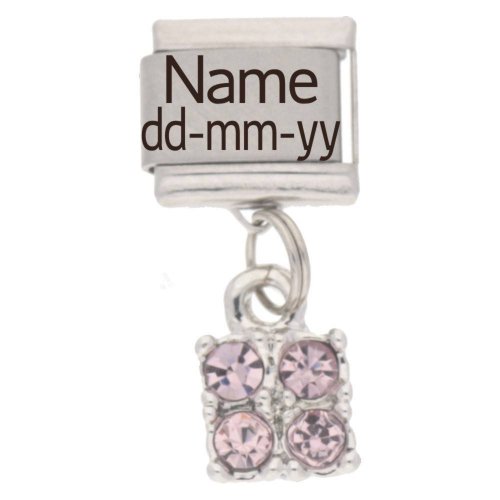 Personalised JUNE Birthstone Dangle Name &  Date Charm