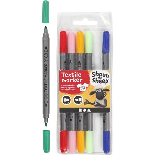 Shaun The Sheep Textile Marker - Set of 6 Colours