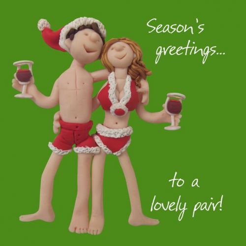 Christmas Card - A Lovely Pair - Couple - One Lump Or Two