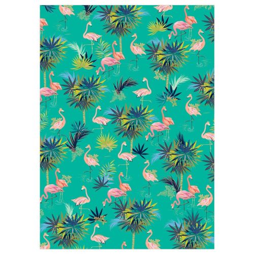 Flamingo Green Luxury Gift Wrap Sheet - Sara Miller