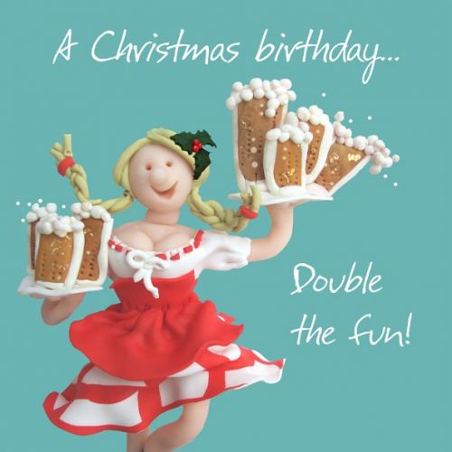 Birthday Card Christmas - Double the Fun Beer - Funny Humour One Lump Or Two