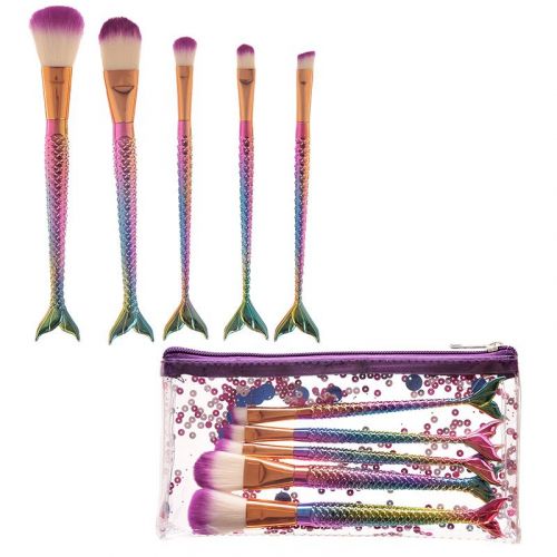 Mermaid Tail Handy 5 Piece Make Up Brush Set