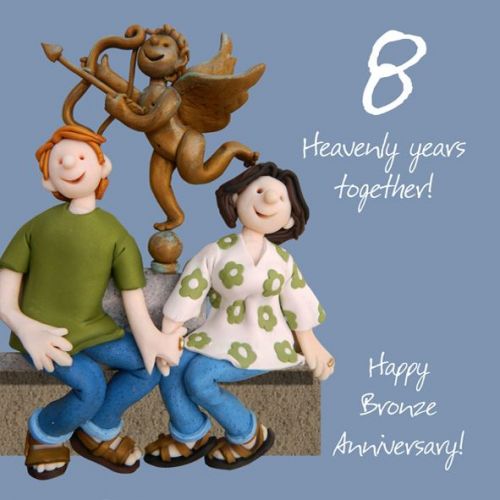 Wedding Anniversary Card - 8th Eight 8 Years Bronze One Lump Or Two