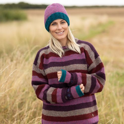 Pure wool jumper - stripe - Heather