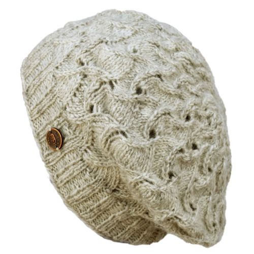 Pure Wool Half fleece lined - scroll beret - Pale grey