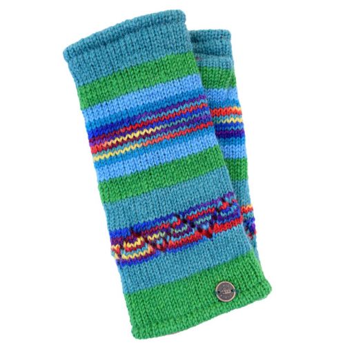 Hand knit - notch stripe wristwarmer - bright