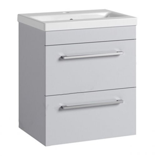 Essential Montana 600mm 2 Drawer Floor Standing Unit with Basin, Light Grey