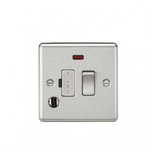 Knightsbridge 13A Switched Fused Spur Unit with Neon & Flex Outlet - Rounded Edge Brushed Chrome - (CL63FBC)