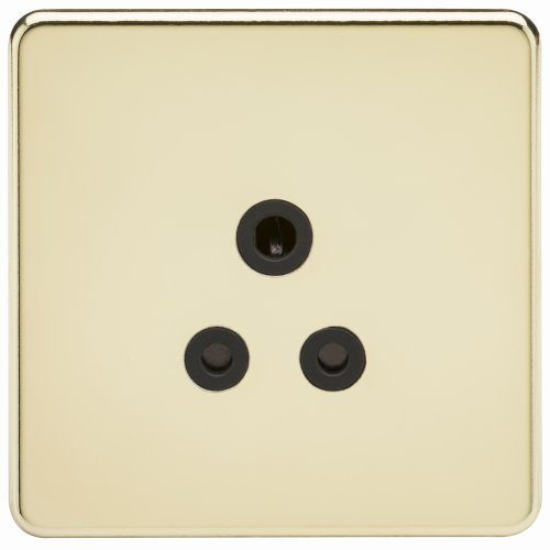 Knightsbridge Screwless 5A Unswitched Socket - Polished Brass with Black Insert - (SF5APB)