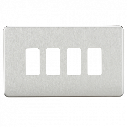 Knightsbridge Screwless 4G grid faceplate - brushed chrome - (GDSF004BC)