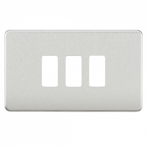 Knightsbridge Screwless 3G grid faceplate - brushed chrome - (GDSF003BC)