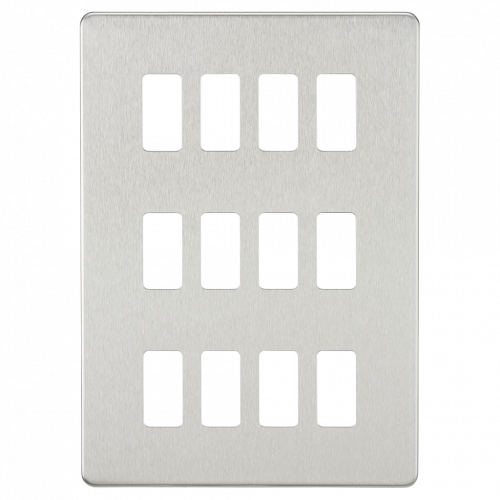 Knightsbridge Screwless 12G grid faceplate - brushed chrome - (GDSF012BC)