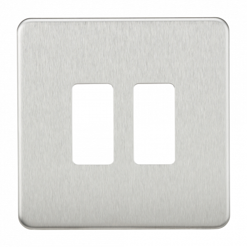 Knightsbridge Screwless 2G grid faceplate - brushed chrome - (GDSF002BC)