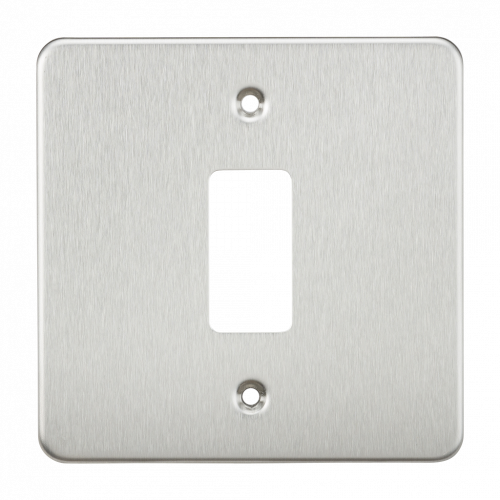 Knightsbridge Flat plate 1G grid faceplate - brushed chrome - (GDFP001BC)