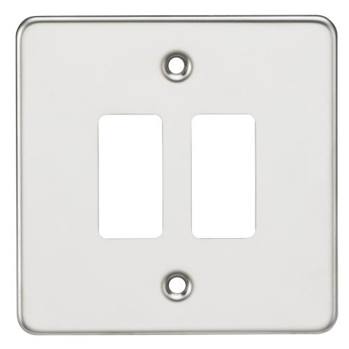 Knightsbridge Flat plate 2G grid faceplate - polished chrome - (GDFP002PC)