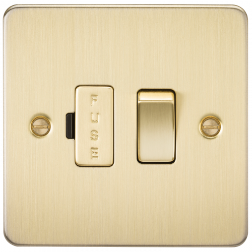 Knightsbridge Flat Plate 13A switched fused spur unit - brushed brass - (FP6300BB)