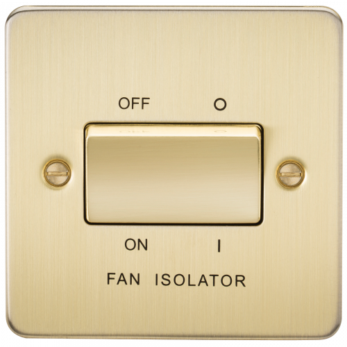 Knightsbridge Flat Plate 10AX 3 Pole Fan Isolator Switch - Brushed Brass (FP1100BB)