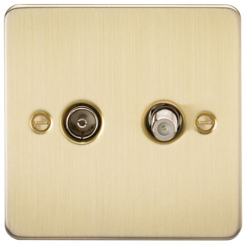 Knightsbridge Flat Plate TV & SAT TV Outlet (isolated) - Brushed Brass - (FP0140BB)