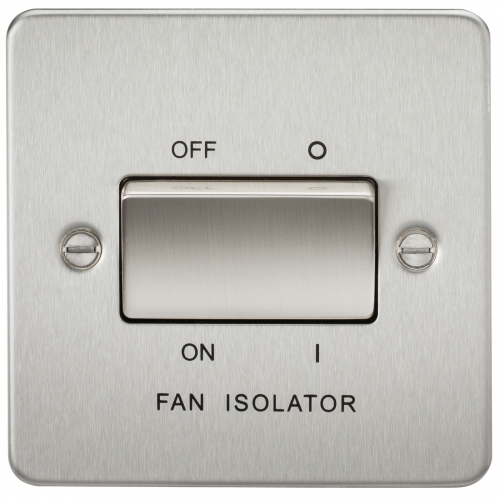 Knightsbridge Flat Plate 10AX 3 Pole Fan Isolator Switch - Brushed Chrome - (FP1100BC)