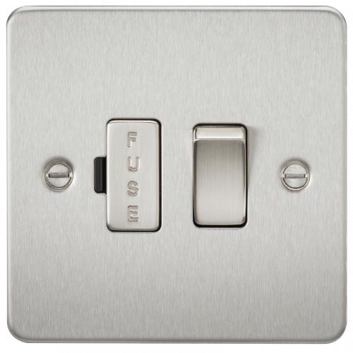 Knightsbridge Flat Plate 13A switched fused spur unit - brushed chrome - (FP6300BC)