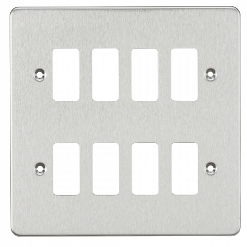 Knightsbridge Flat plate 8G grid faceplate - brushed chrome - (GDFP008BC)