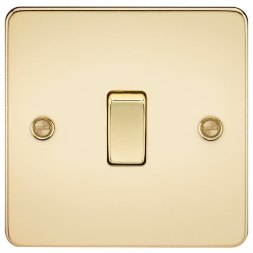 Knightsbridge Flat Plate 20A 1G DP switch - polished brass - (FP8341PB)