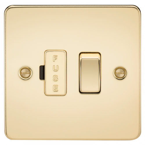 Knightsbridge Flat Plate 13A switched fused spur unit - polished brass - (FP6300PB)