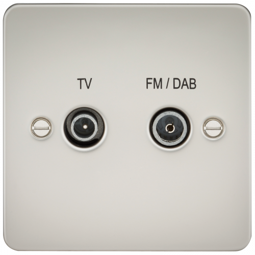 Knightsbridge Flat Plate Screened Diplex Outlet (TV & FM DAB) - Pearl - (FP0160PL)