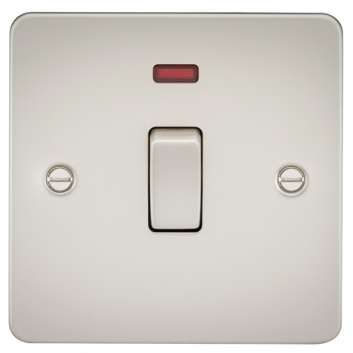 Knightsbridge Flat Plate 20A 1G DP switch with neon - pearl - (FP8341NPL)
