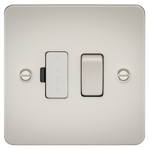 Knightsbridge Flat Plate 13A switched fused spur unit - pearl - (FP6300PL)