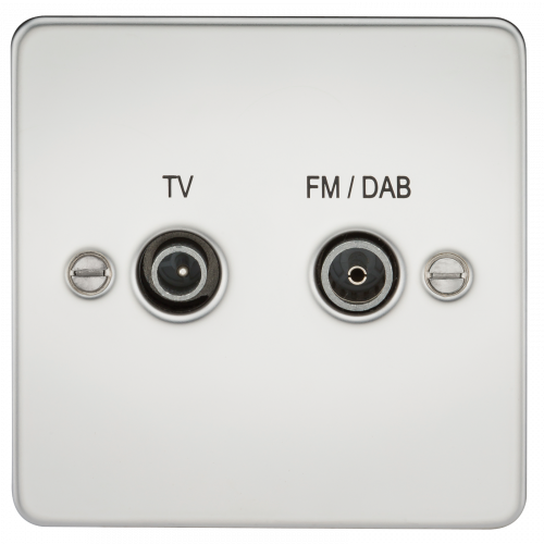 Knightsbridge Flat Plate Screened Diplex Outlet (TV & FM DAB) - Polished Chrome - (FP0160PC)