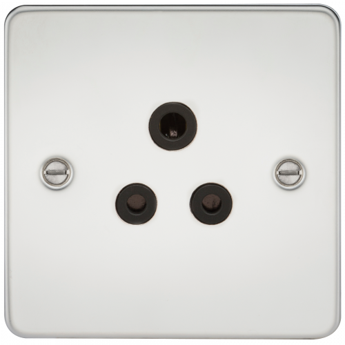 Knightsbridge Flat Plate 5A unswitched socket - polished chrome with black insert (FP5APC)