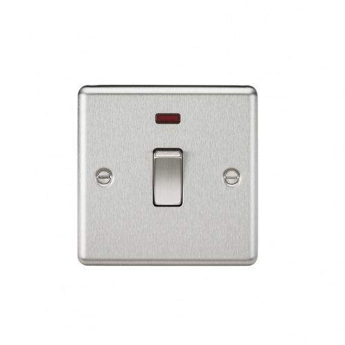 Knightsbridge 20A 1G DP Switch with Neon - Rounded Edge Brushed Chrome - (CL834NBC)