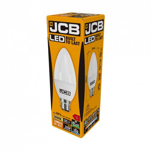 JCB 3W LED Candle BC 3000K Warm White (S10976)