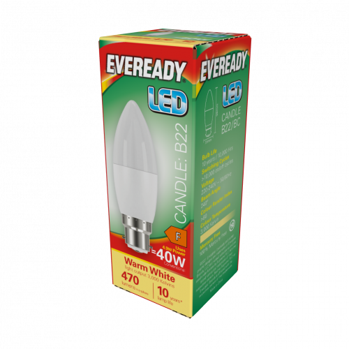 Eveready 4.9W LED Candle BC Warm White 3000K (S13610 )