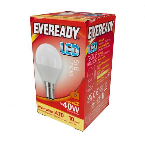 Energizer 4.9W LED Golfball SBC Warm White  3000K (S13604)